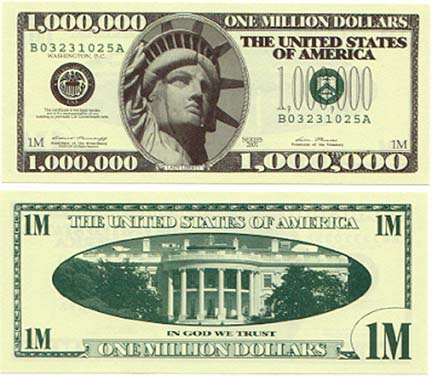 1000 stacks of a stack of 1000 MILLION DOLLAR bills 